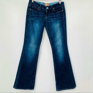 PAIGE DENIM Petite 26 dark wash flared leg jeans C